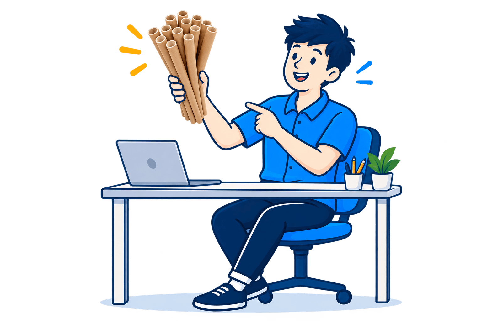 Person holding FAB paper tubes
